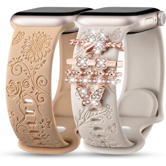 NEW 2 Pack Apple Watch Bands with Charms - Picture 1 of 4